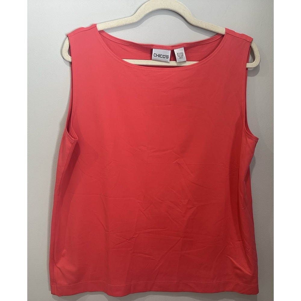 Chico's Nouveau Knit‎ Tank Waterlily Coral Sleeveless Top Stretchy Size 3 XL NWT